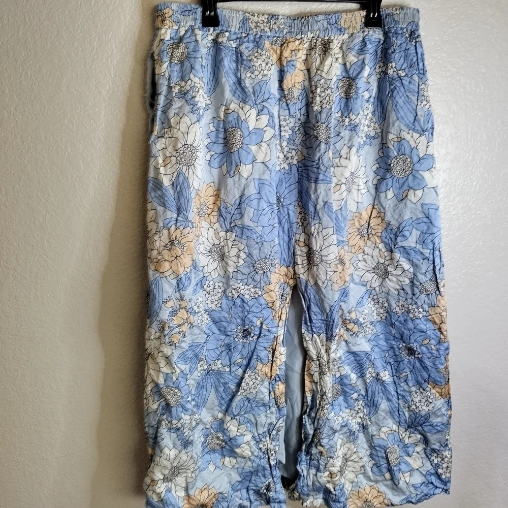 J. Crew collection textured satin skirt top set pale cloud zinnia floral sz 2Xl